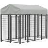 Outdoor Dog Kennel with Two-Room Design, Water-Resistant & Sun-Proof Cover, for S, M, L Dogs, 7.8' x 4.1' x 6'