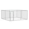 Outdoor Dog Kennel Galvanized Chain Link Fence Heavy Duty Pet Run House Chicken Coop with Secure Lock Mesh Sidewalls for Backyard, Silver