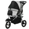 Dog Stroller, Foldable Dog Stroller with 12" Rubber Wheels for Small Dogs, Up to 22 LBS, Light Gray