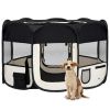 Dog Playpen Black and Cream Polyester, Steel 49.2 x 49.2 x 24.0 in
