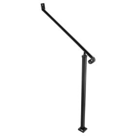 Handrails for Outdoor Steps 2-3 Step Railings Wrought Iron Handrail Stair Railings for Steps Black Iron Railings for Steps Wall and Floor Mounted with