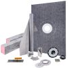 Shower Curb Kit, 38"x60" Watertight Shower Curb Overlay with 4" PVC Central Bonding Flange, 4" Stainless Steel Grate