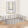 Dog Playpen for Indoor Outdoor, 24 Panels 44.5" H Puppy Playpen with Lockable Door, DIY Shape Pet Exercise Fence, Black