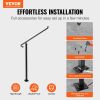 Handrails for Outdoor Steps 2-3 Step Railings Wrought Iron Handrail Stair Railings for Steps Black Iron Railings for Steps Wall and Floor Mounted with