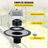 Shower Curb Kit, 48"x48" Watertight Shower Curb Overlay with 4" ABS Central Bonding Flange, 4" Stainless Steel Grate