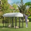 Outdoor Dog Kennel with Two-Room Design, Water-Resistant & Sun-Proof Cover, for S, M, L Dogs, 7.8' x 4.1' x 6'